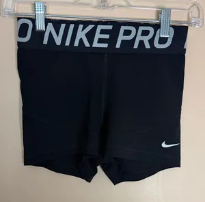 Nike Pro Black Women's Bike Shorts with White Swoosh thumbnail 1