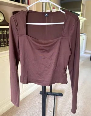 Brown square neck long thumbnail 1