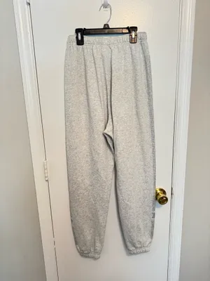 NWT VICTORIA'S SECRET PINK FLEECE HIGH WAIST GYM PANTS Small GREY SHINE thumbnail 2