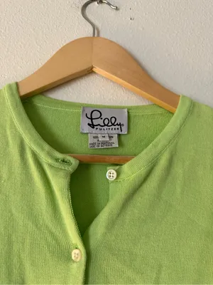 Vintage Lilly Pulitzer Bright Lime Green Button-Front Cardigan thumbnail 2