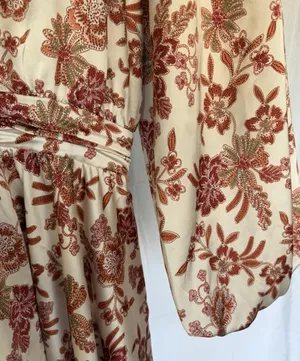 NWT MISA Los Angeles Cream Floral Balloon Sleeve Mini Dress S thumbnail 3