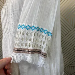 Love Sam Abigail Embroidered Peasant Top‎ in White thumbnail 9