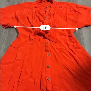 Zara Reddish Orange Short Sleeve Button Down Tie Mini Dress Size‎ XS thumbnail 10