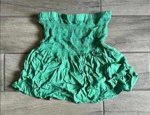 Forever 21 Teal Strapless Smocked Top thumbnail 1