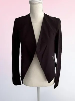 H&M Black Asymmetrical Blazer Jacket Size US 2 thumbnail 1