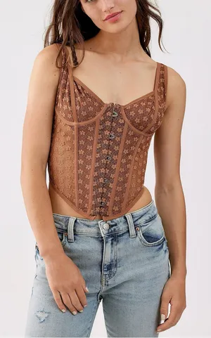#81 NWOT Out From Under Wildflower Lace Corset Size M thumbnail 1