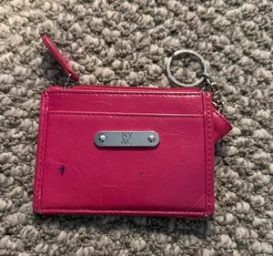 New York & Co. Hot Pink Cardholder Keychain Wallet (few imperfections shown) thumbnail 1