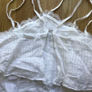 White House | Black Market White Tiered Pleat front Racerback design Eyelash Lace Trim cami in sm thumbnail 6