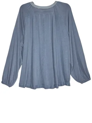 We The Free Free People Blue Boho Peasant Top Balloon Sleeve Medium oversized thumbnail 3