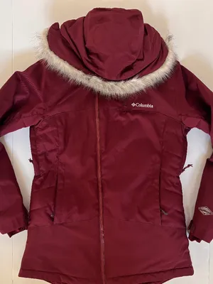 Columbia Women’s S Omni-Tech Omni-Heat Ski Snow Jacket Faux Fur Hood Burgundy thumbnail 1