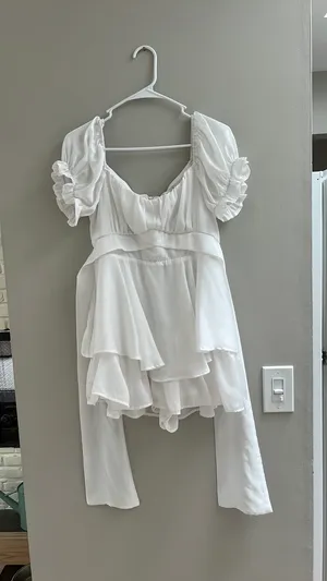 White Flowy Dress Francesca's Mini thumbnail 4