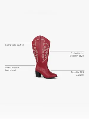 Chicbloom Extra Wide Calf Cowgirl Boots Red Size 7 thumbnail 4