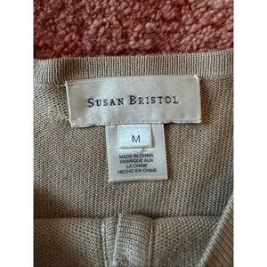 Susan Bristol Beige Silk Wool Cardigan Sweater Size M thumbnail 2