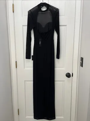 NWT Lulus Sensational Appeal Black Mesh Cutout Long Sleeve Maxi Dress - Size XS thumbnail 7