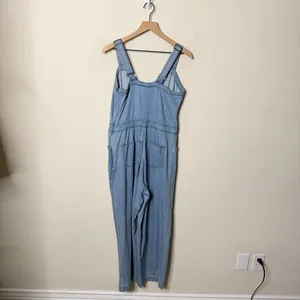 Paige x Revolve November Denim Jumpsuit Overalls Zeila‎ Crop Wide Leg Lace Up XL thumbnail 7