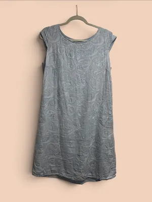Lina Tomei Made in Italy 100% Linen Embroidered Shift Dress – Large thumbnail 3
