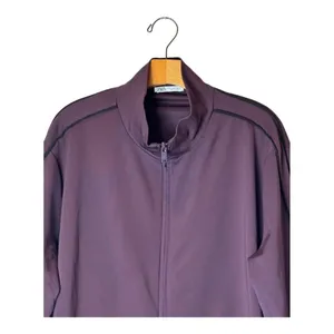Zara Jacket Women‎ XL Burgundy Black Trim Mock Neck Full Zip Track Jacket thumbnail 3