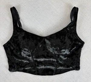 Victoria's Secret Wireless Lightly Lined Velvet Corset Top Black Size XS thumbnail 1