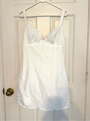 Princess Polly White Eyelet Mini Dress with Sweetheart Neckline thumbnail 2