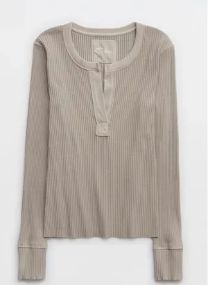 Aerie Long Sleeve Fireside Henley Top thumbnail 1