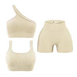 QQQ 3 pieces Cream Ribbed Intimates Set thumbnail 3