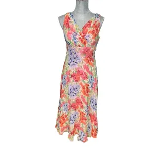 Talbots Silk Floral Sleeveless Midi Dress Pink Multicolor y2k Size 10 thumbnail 2