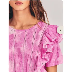 LoveShackFancy Natasha Mini Dress Begonia Hand Dye Pink Ruffle Lace Size M thumbnail 6
