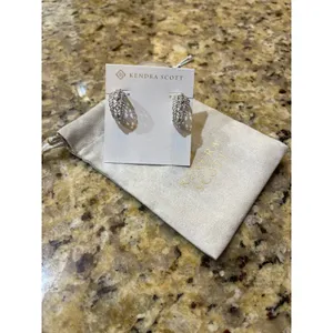 Kendra Scott Krista Lace Huggie Earrings Silver Filigree Openwork NWOT thumbnail 8