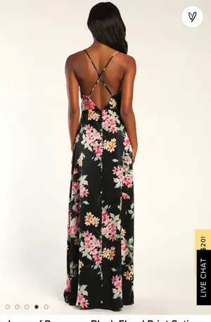 Lulus Black Floral Long Dress thumbnail 3