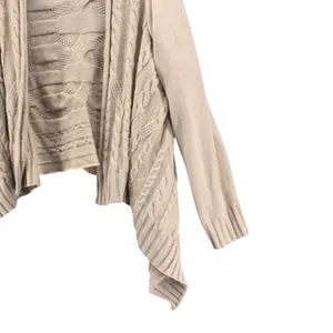 April Cornell Open Cardigan Medium Cream Wool Waterfall Wool Blend Cable Knit thumbnail 6