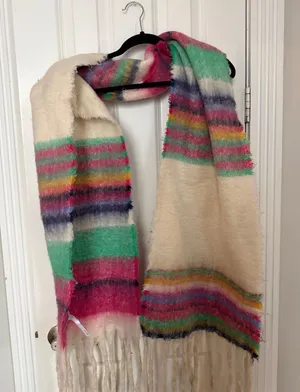 Free People Skye Striped Fuzzy Thick Knit Scarf thumbnail 1