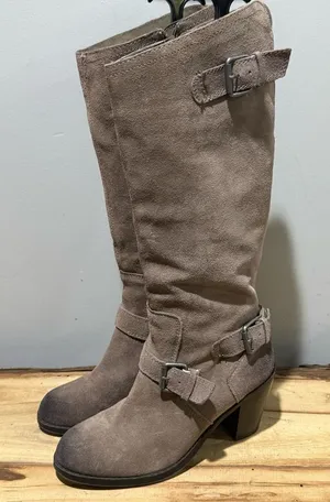 Dolce‎ Vita Tall Tan Suede Heeled Boots Size 9 A44 thumbnail 1
