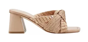 Marc Fisher 8 Light Tan Macki Knot Faux Leather Square Toe Slip-on Dress Sandals thumbnail 1