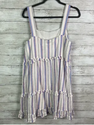 Rails Sandy Tahiti Blue White Pink Striped Tiered Ruffle Feminine Sundress Large thumbnail 8