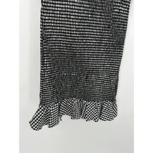 WAYF Dress Women MEDIUM NWT Black White‎ Gingham Smocked Off Shoulder Mini thumbnail 4