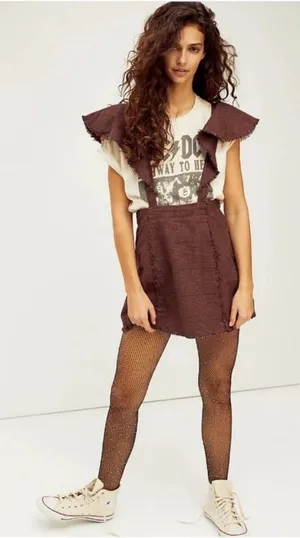 Free people Rowan‎ overall pinafore skirt brown 0 thumbnail 1