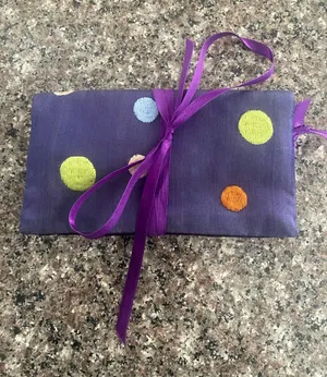 Vintage polka dot Satin jewelry roll thumbnail 1
