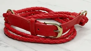 H&M Womens Red Braided Faux Leather Belt Extra Small (XS) ✨ thumbnail 1