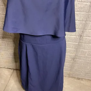 Naked Zebra Navy Blue‎ Strapless Layered Bodice Solid Color Dress Size Large thumbnail 2