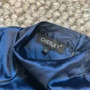 Cherley Satin Navy Blue Romper Size Medium thumbnail 6