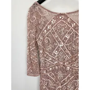 Adrianna Papell Sequin Beaded Boat Neck Dress Cocktail Rose Quartz US 4 NWT thumbnail 6