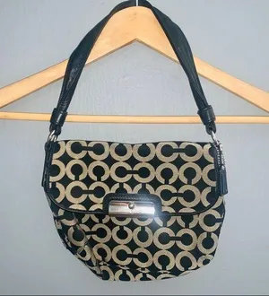 Vintage coach double c logo black shoulder bag thumbnail 1