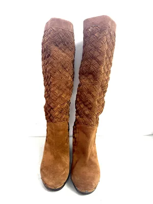 UGG Arroyo Tan Woven Braided Suede Tall Clog Boots Size 10 thumbnail 2