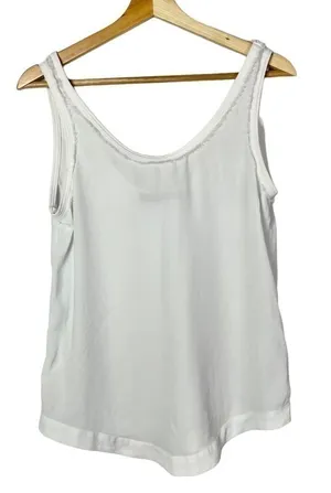 Zara Basic White Scoop Neck Chiffon Tank Top‎ XS thumbnail 1