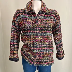 Chicos Tweed Jacket Colorful Textured Woven Blazer Preppy Chic S thumbnail 2
