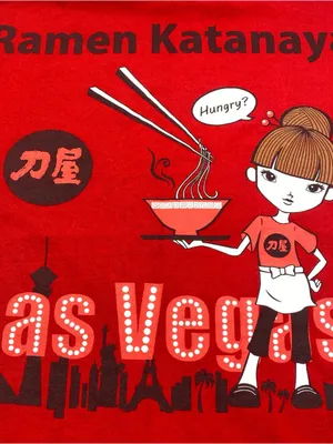 Gildan Ramen Katanaya T Shirt Las Vegas Japanese Snack Tee Womens Red Small Noodles thumbnail 3