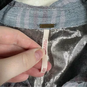 Free People Women Top Sz XS Blue Cutie Plaid‎ Button Down Oversized Bohemian thumbnail 6