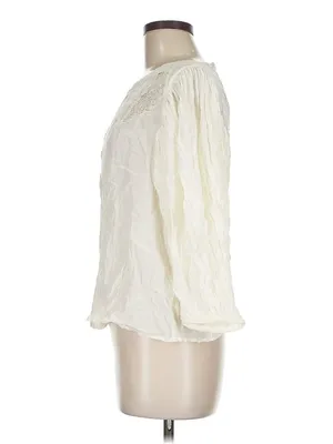 Farm Rio White Lace Crochet Puff Sleeve Blouse Top Size M Boho Romantic thumbnail 4