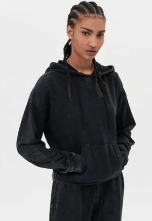 Splits59 Black Mineral Wash French‎ Terry Pullover Hoodie Sweater Womens Size XS thumbnail 1