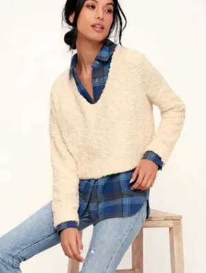NWOT Free People  Popcorn Cream Pullover Sweater Top Small  thumbnail 1